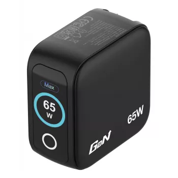 Verbatim Mini GaN oplader 65W met display, binnen, AC, 20 V, zwart