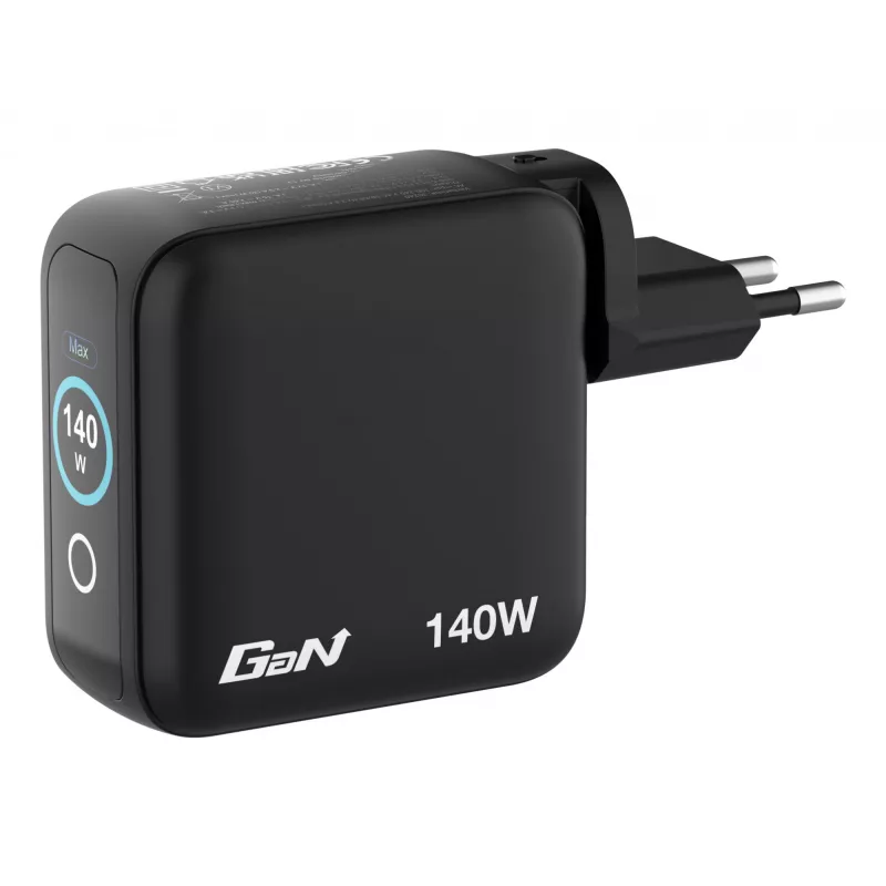 Verbatim Mini GaN oplader 140W met display, binnen, AC, 28 V, zwart