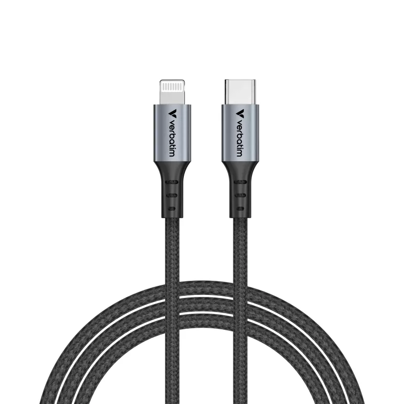 Verbatim Sync & Charge kabel USB-C naar Lightning 120 cm, 1,2 m, Lightning, USB C, stekker, stekker, zwart