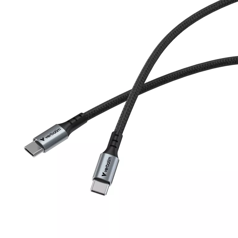 Verbatim Sync & Charge kabel – 100W USB-C naar USB-C 120 cm, 1,2 m, USB C, USB C, USB 2.0, 0,48 Gbit/s, zwart