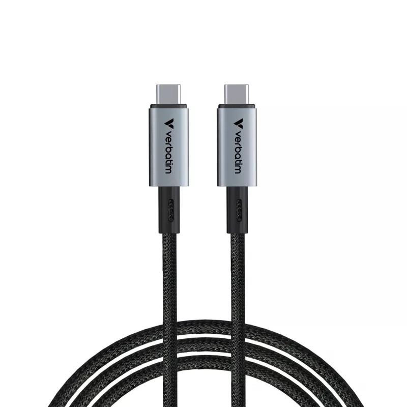 Verbatim Sync & Charge USB C naar USB C 240W 40 Gbit/s 120 cm, 1,2 m, USB C, USB C, USB4 Gen 2x2, 40 Gbit/s, zwart