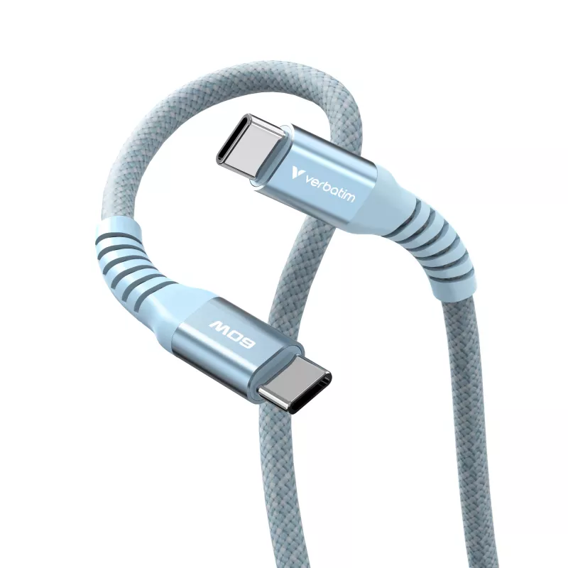 Verbatim Sync & Charge magnetische kabel – 60 W USB-C naar USB-C 120 cm blauw