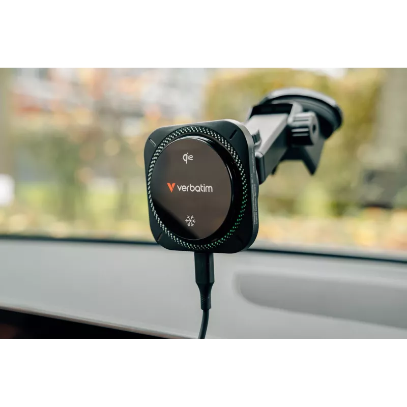 Verbatim Charge 'n' Drive Qi2 magnetische draadloze autolader RGB