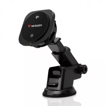 Verbatim Charge 'n' Drive Qi2 magnetische draadloze autolader, auto, USB, draadloos laden, 1 m, zwart