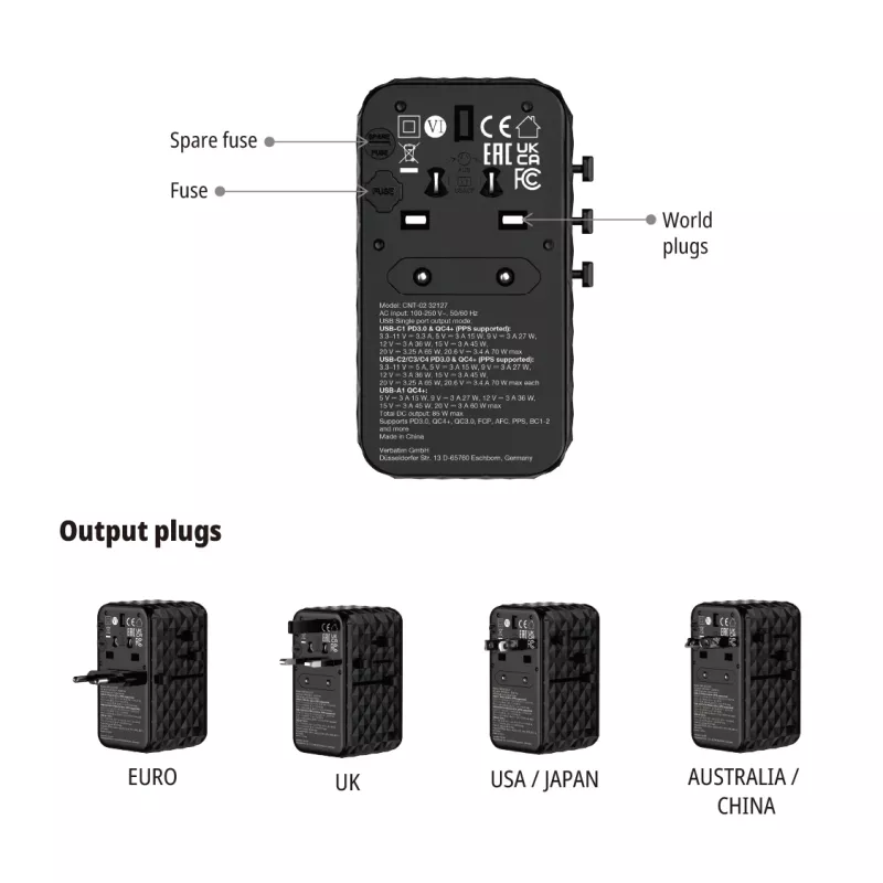 Verbatim Charge 'n' Travel Diamond 85W oprolbaar kabel CNT-02