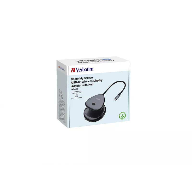 Verbatim Share My Screen USB-C draadloze display-adapter 4K met hub WDA-02