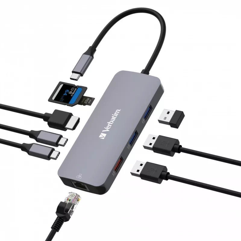 Verbatim CMH-09 USB Type-C 10.000 Mbit/s zilver