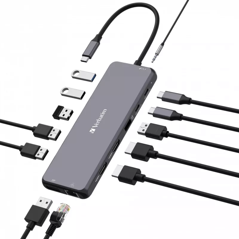 Verbatim CMH-13 USB Type-C hub 10000 Mbit/s zilver