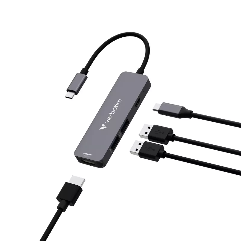 Verbatim USB-C Essentials multiport hub 4 poorten: HDMI, USB-C PD, USB-A 3.2 Gen 1, USB-A