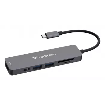 Verbatim USB-C Essentials multiport hub 6 poorten: HDMI, USB-C PD, USB-A 3.2 Gen 1, USB-A, SD & microSD