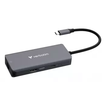 Verbatim USB-C Essentials multiport hub 6 poorten: RJ45, HDMI, USB-C PD, 3 x USB-A 3.2 Gen 1