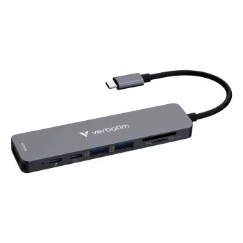 Verbatim USB-C Essentials multiport hub 7 poorten: HDMI, USB-C, USB-C 3.2 Gen 1, 2 x USB-A 3.2 Gen 1, SD & microSD