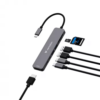 Verbatim USB-C Essentials multiport hub 7 poorten: HDMI, USB-C, USB-C 3.2 Gen 1, 2 x USB-A 3.2 Gen 1, SD & microSD
