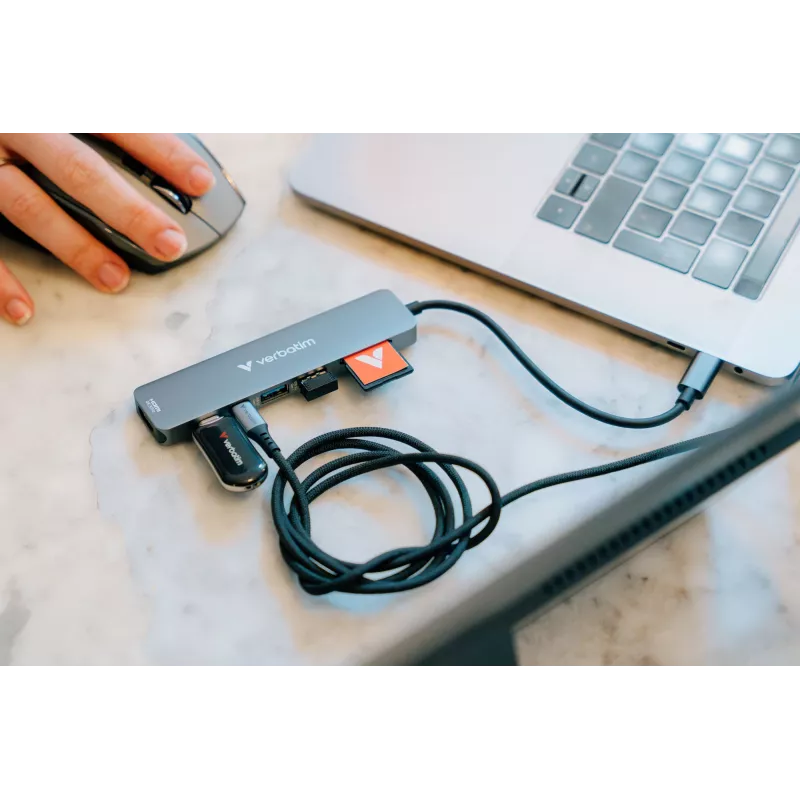 Verbatim USB-C Essentials multiport hub 7 poorten: HDMI, USB-C, USB-C 3.2 Gen 1, 2 x USB-A 3.2 Gen 1, SD & microSD