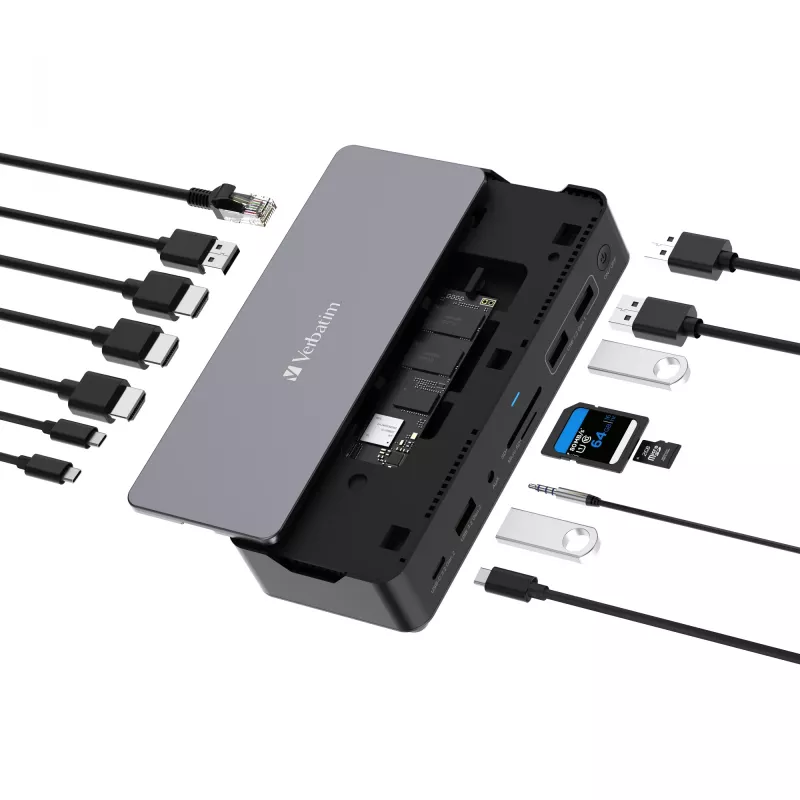 Verbatim CDS-15S bedraad USB 3.2 Gen 1 (3.1 Gen 1) Type-C zwart, grijs