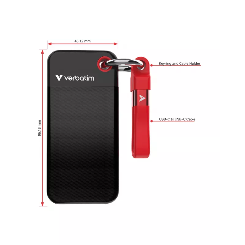 Verbatim Pocket SSD USB 3.2 Gen 2 2 TB zwart/rood