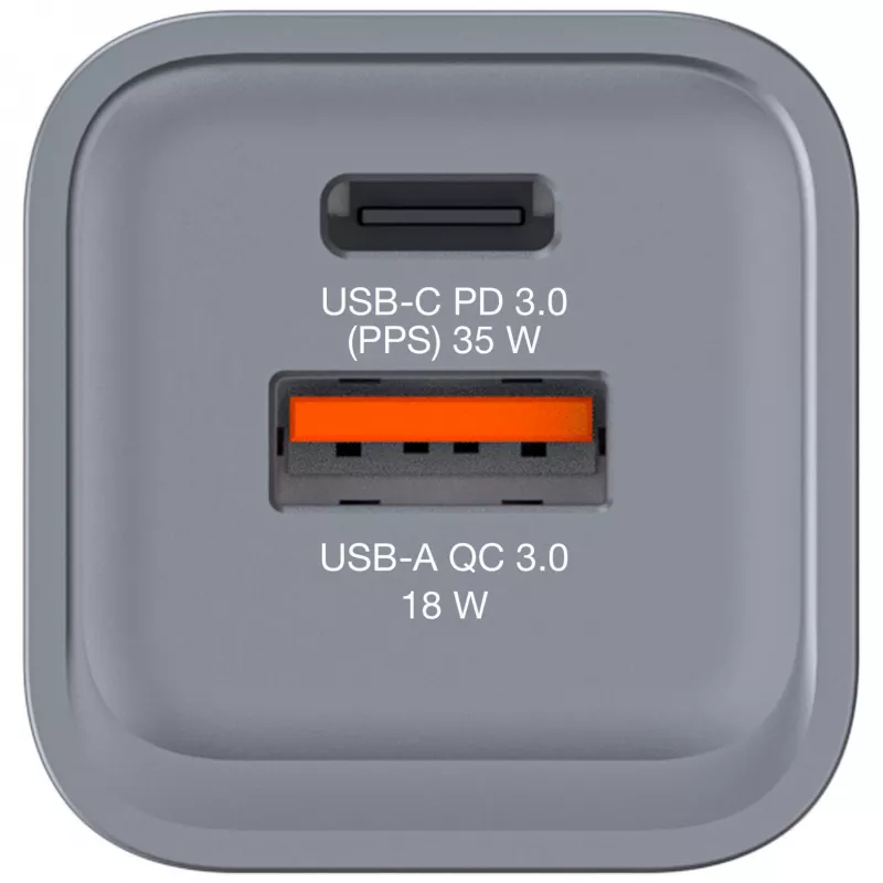 Verbatim GNC-35 GaN-oplader 35W met 1 x USB-C PD 35W / 1 x USB-A QC 3.0 (EU/UK/US)