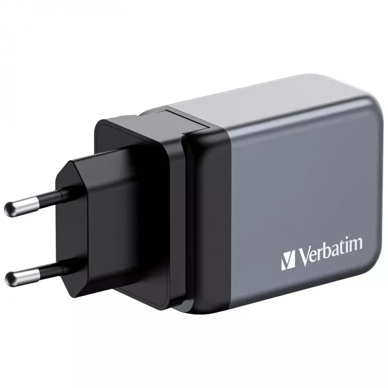 Verbatim GNC-65 GaN-oplader 65W met 2 x USB-C PD 65W / 1 x USB-A QC 3.0 (EU/UK/US)