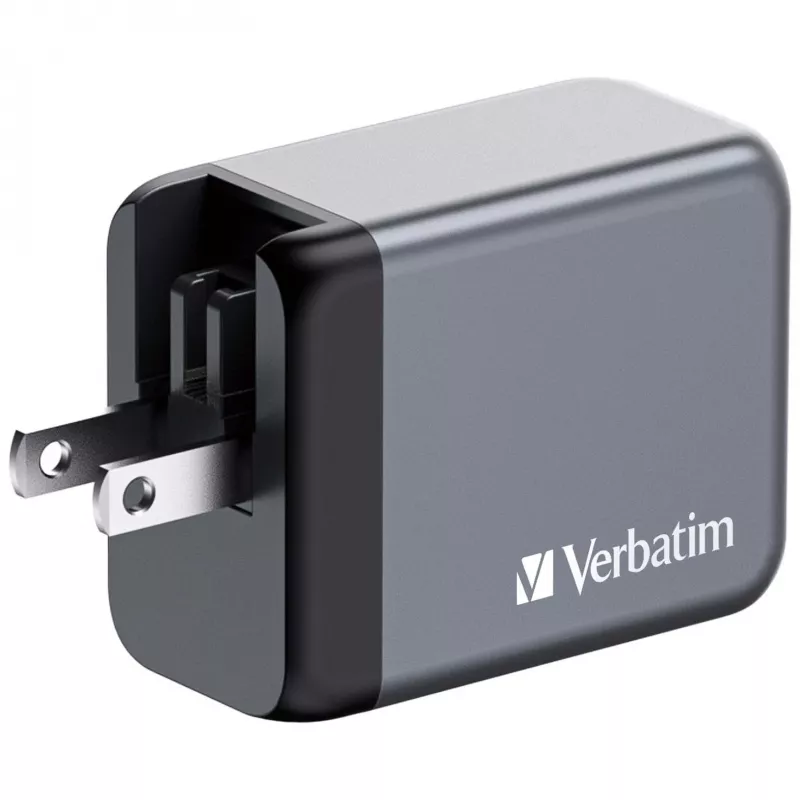 Verbatim GNC-65 GaN-oplader 65W met 2 x USB-C PD 65W / 1 x USB-A QC 3.0 (EU/UK/US)
