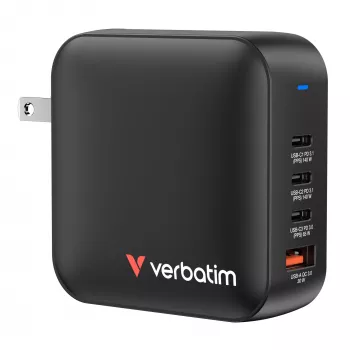 Verbatim Mini GaN-oplader 165W 4 poorten US-stekker met EU- en UK-adapters
