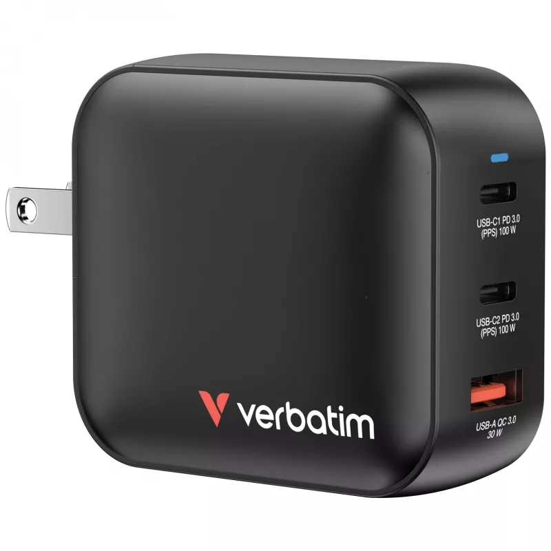 Verbatim GaN-oplader 100W universeel zwart AC snelladen binnen