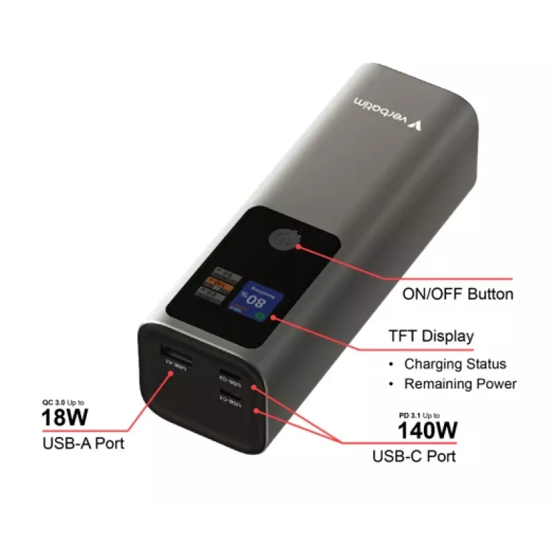Draagbare batterij Verbatim Charge 'n' Go powerbank 27000mAh