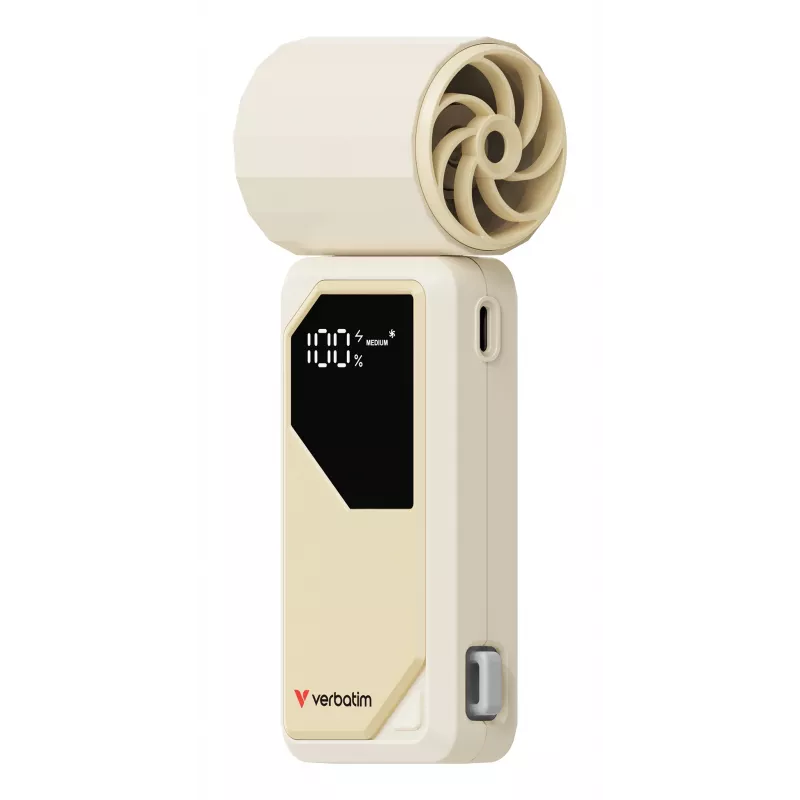 Verbatim Cool’n’Go AirJet handventilator wit/zilver, zilver, wit, handventilator, 1 st., 6 W, lithium-ion (Li-Ion), 3,7 V