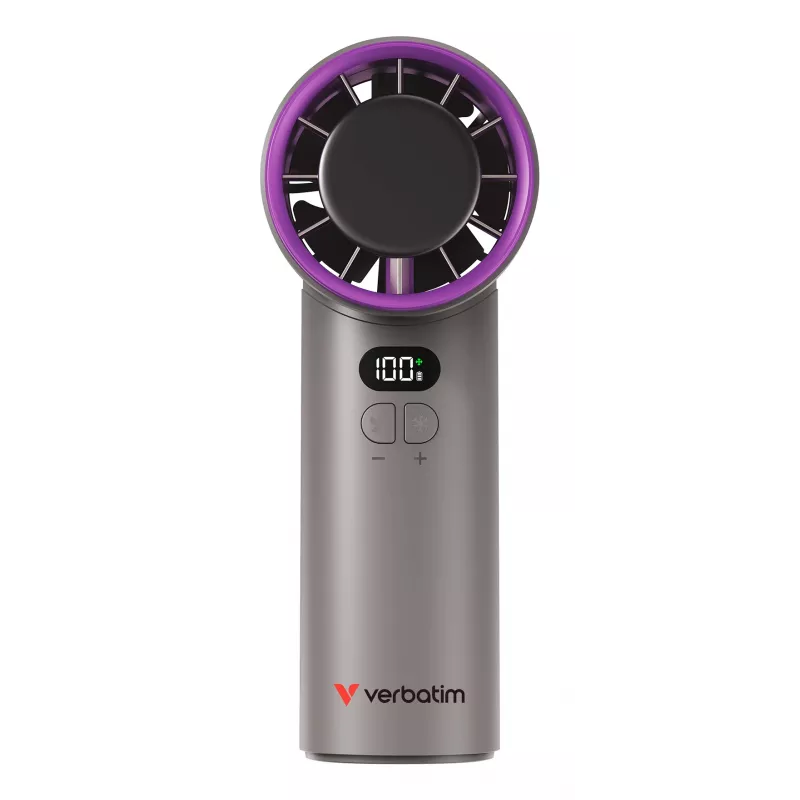 Verbatim Cool’n’Go IceTouch handventilator grijs/paars, grijs, paars, 1 ventilator(en), handventilator, 1 st., 8 W, lithium-ion (Li-Ion)