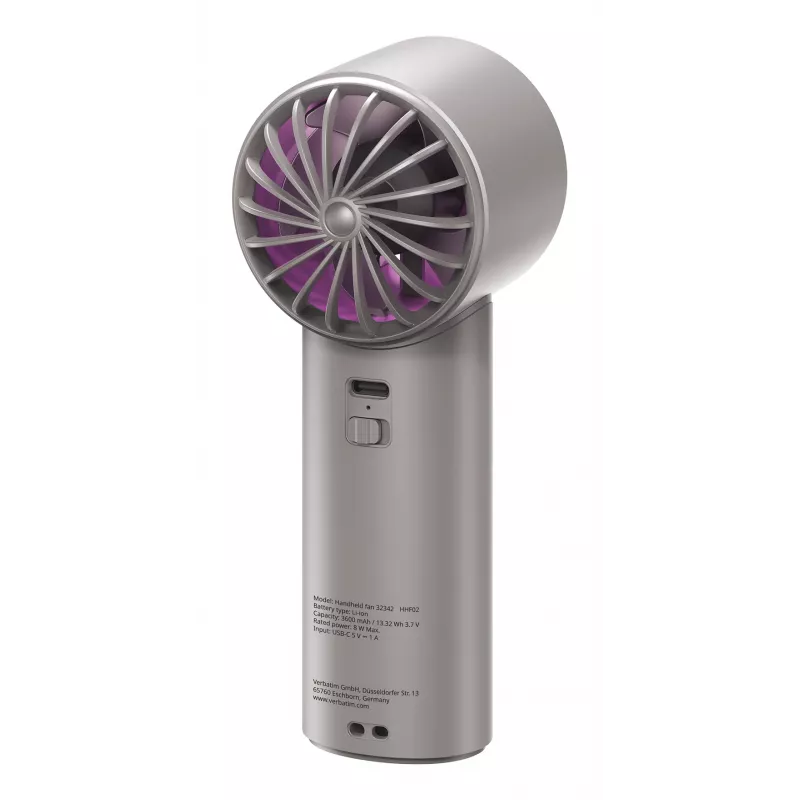 Verbatim Cool’n’Go IceTouch handventilator grijs/paars, grijs, paars, 1 ventilator(en), handventilator, 1 st., 8 W, lithium-ion (Li-Ion)