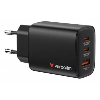 Verbatim Essentials GaN-oplader 65W EU-stekker zwart, binnen, AC, 20 V, zwart