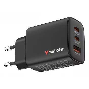 Verbatim Essentials GaN-oplader 65W EU-stekker zwart, binnen, AC, 20 V, zwart