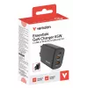 Verbatim Essentials GaN-oplader 65W EU-stekker zwart, binnen, AC, 20 V, zwart