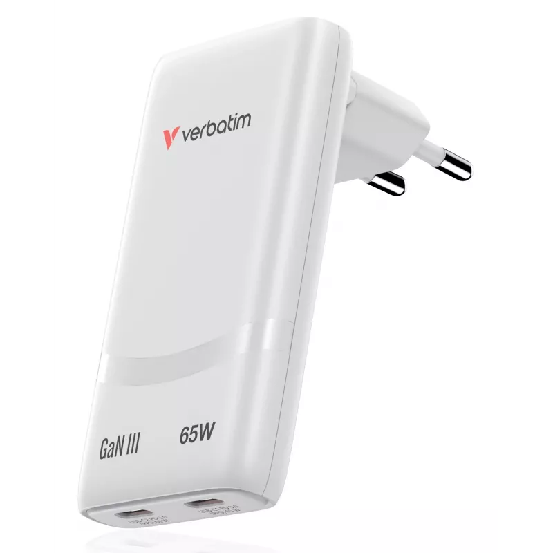 Verbatim Fold 'n' Go GaN-oplader 65W EU-stekker wit