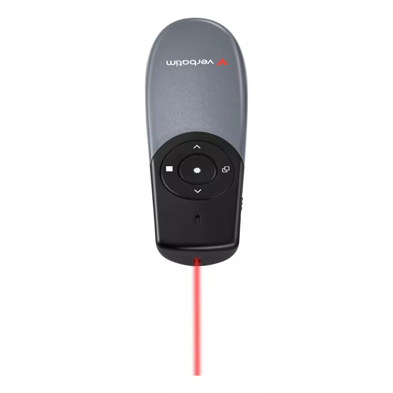 Verbatim Focus draadloze presenter met rode laserpointer, RF, USB, 30 m, zwart, zilver