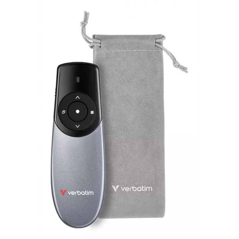 Verbatim Focus draadloze presenter met rode laserpointer, RF, USB, 30 m, zwart, zilver