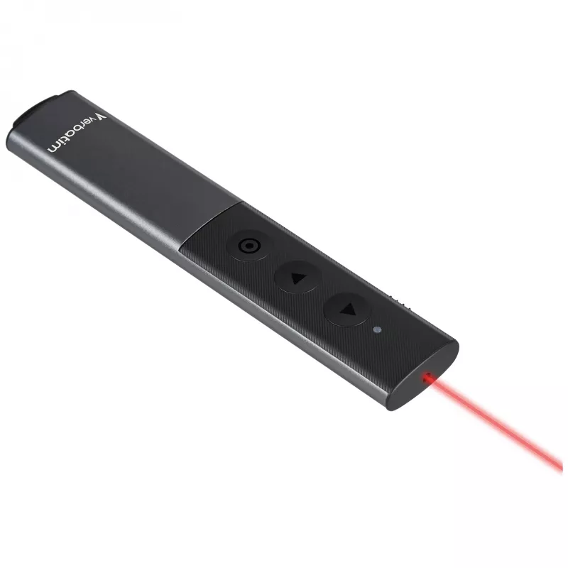 Verbatim Agenda draadloze presenter met rode laserpointer, RF, USB, 100 m, zwart, zilver