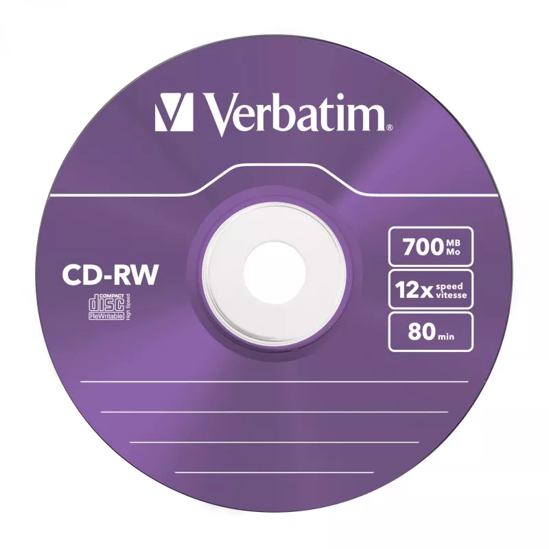 Verbatim CD-RW Colour 12x 700 MB 5 stuks