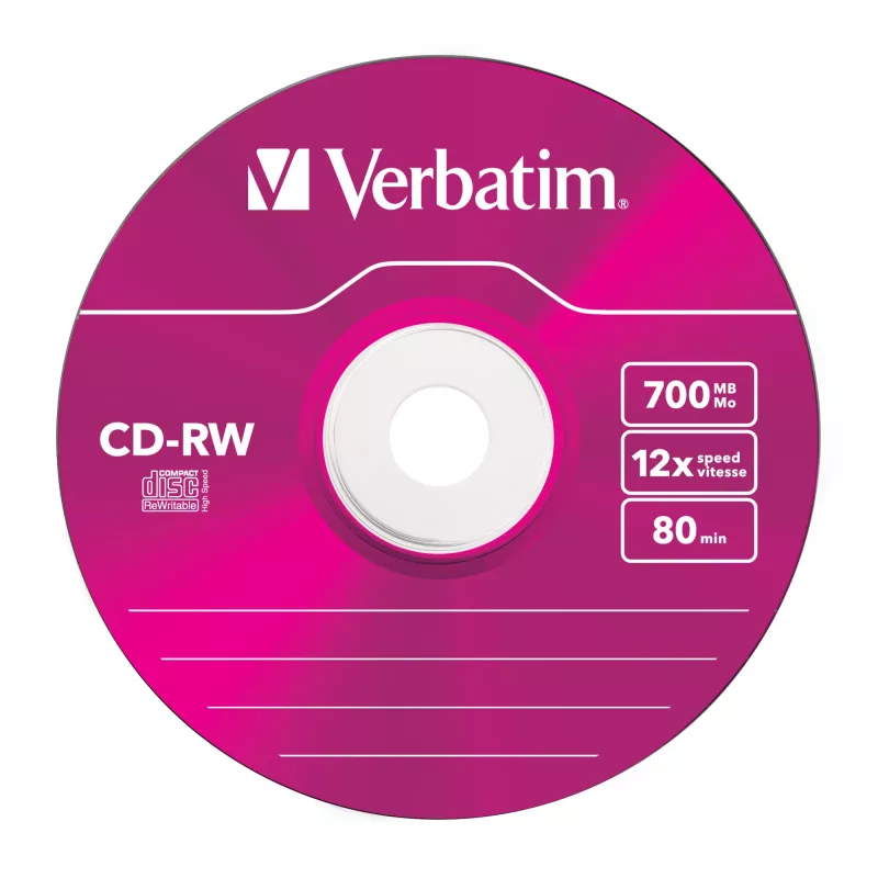 Verbatim CD-RW Colour 12x 700 MB 5 stuks