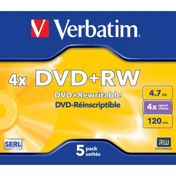 Verbatim VB-DPW44JC, DVD+RW, 120 mm, jewel case, 5 st., 4,7 GB