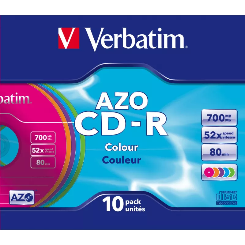 Verbatim CD-R AZO Colours 700 MB 48x 10 stuks