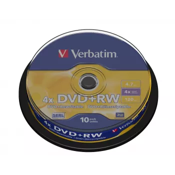 Verbatim DVD+RW mat zilver 4,7 GB 10 stuks