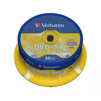 Verbatim DVD+RW mat zilver 4,7 GB 25 st.