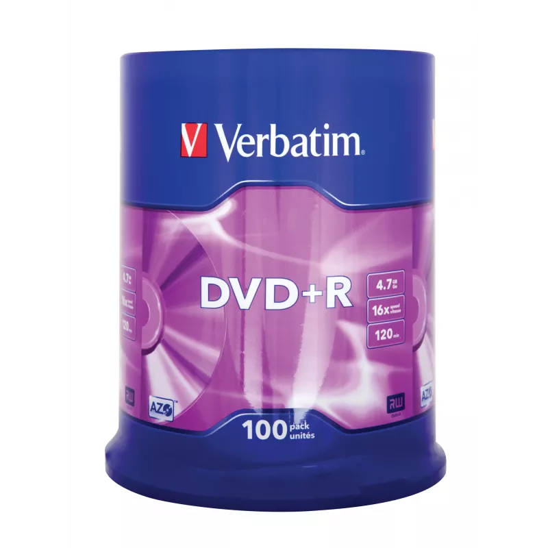 Verbatim DVD+R mat zilver 4,7 GB 100 st.