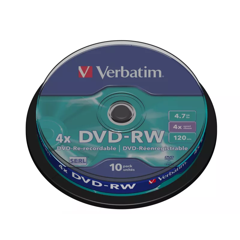 Verbatim DVDVER00072B, DVD-RW, spindel, 10 stuks, 4,7 GB