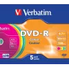 Verbatim DVD-R Colour 4,7 GB 5 stuks