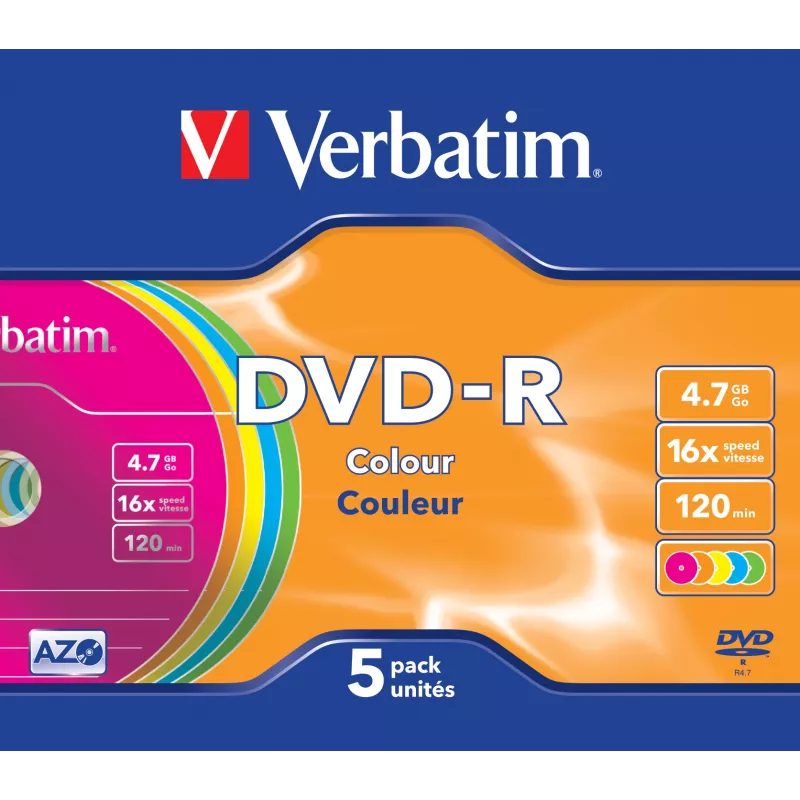 Verbatim DVD-R Colour 4,7 GB 5 stuks