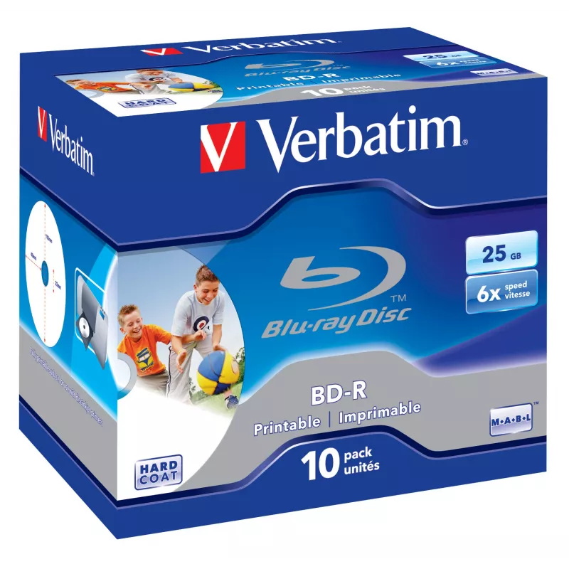 Verbatim BD-R SL 25GB 6x Printable 10-pack Jewel Case 10 stuks