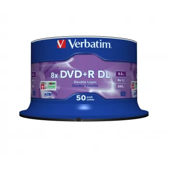 Verbatim DVD+R Double Layer 8x mat zilver 50-spindel