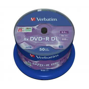 Verbatim DVD+R Double Layer 8x mat zilver 50-spindel