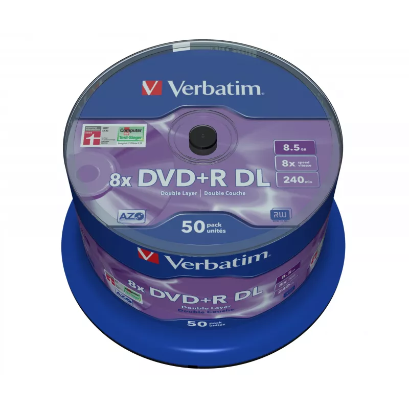 Verbatim DVD+R Double Layer 8x mat zilver 50-spindel